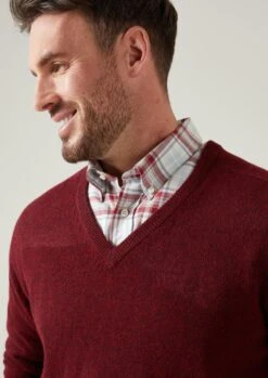Hampshire Lambswool Jumper In Red Velvet - Classic Fit 11 Hampshire Lambswool Jumper In Red Velvet - Classic Fit -AlanPaine Shop Hampshire Men s Lambswool Jumper In Classic Fit Red velvet 6