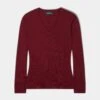Isla Ladies Wool And Cashmere Vee Neck Jumper In Berry -AlanPaine Shop ISLA LADIES INSET SLEEVE VEE NECK BERRY 01