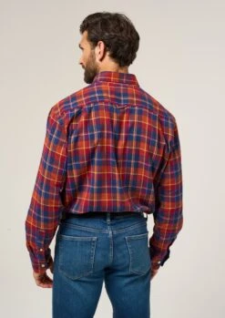 Ilkley Flannel Check Shirt In Red - Shooting Fit -AlanPaine Shop Ilkley Flannel Check Shirt Red 2