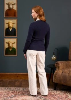 Isla Ladies Wool And Cashmere Vee Neck Jumper In Dark Navy 11 Isla Ladies Wool And Cashmere Vee Neck Jumper In Dark Navy -AlanPaine Shop Isla Ladies Wool and Cashmere Vee Neck Dark Navy 7