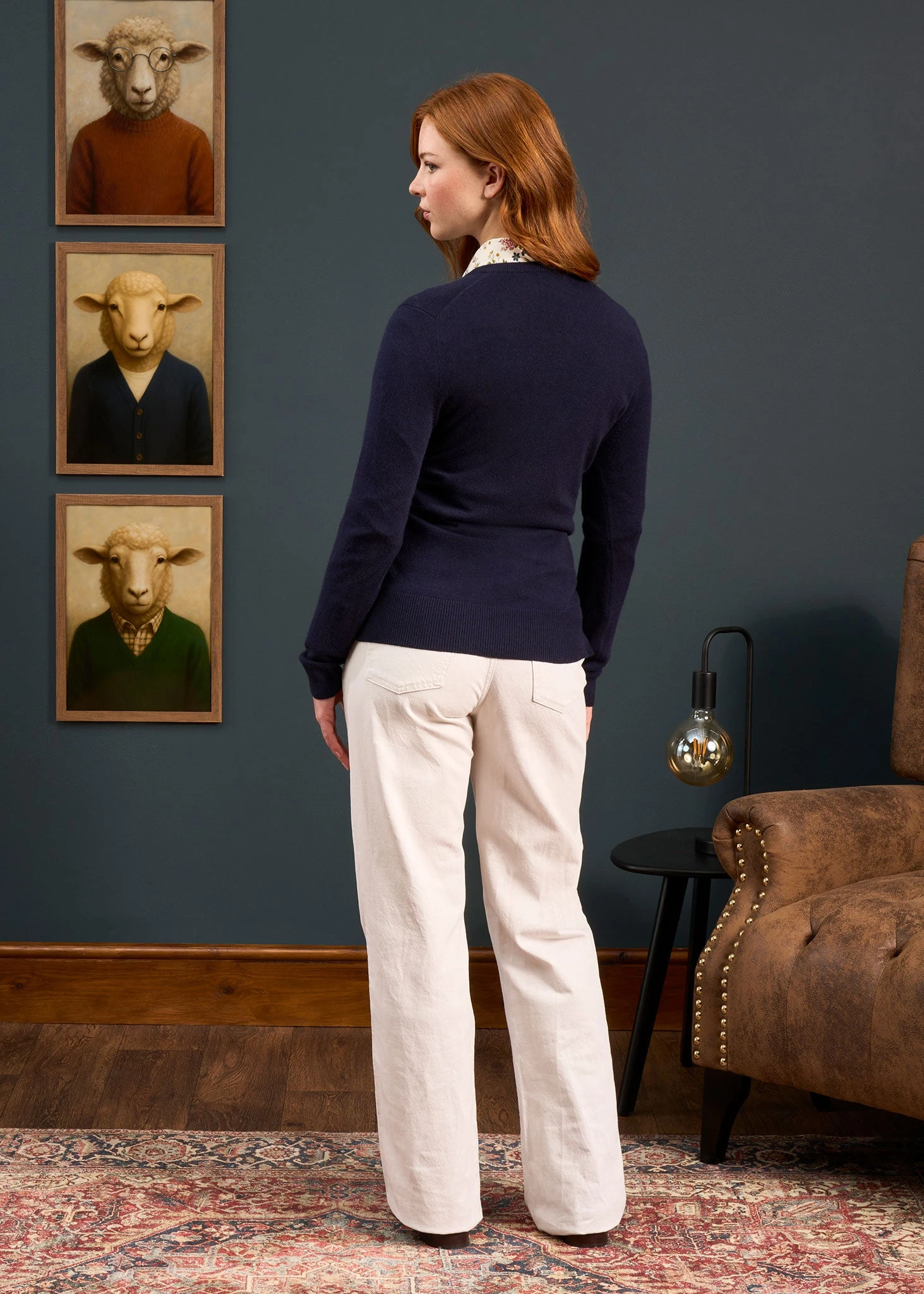 Isla Ladies Wool And Cashmere Vee Neck Jumper In Dark Navy 6 Isla Ladies Wool And Cashmere Vee Neck Jumper In Dark Navy - Image 4