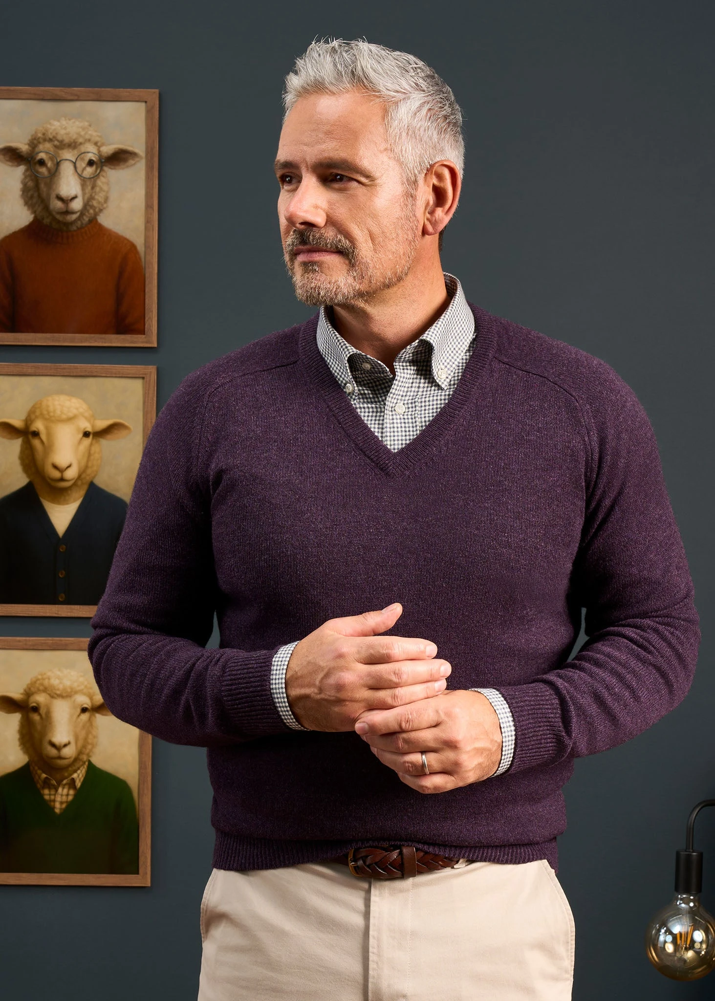 Kilsyth Men's Lambswool Jumper In Elderberry - Regular Fit 4 Kilsyth Men's Lambswool Jumper In Elderberry - Regular Fit - Image 2