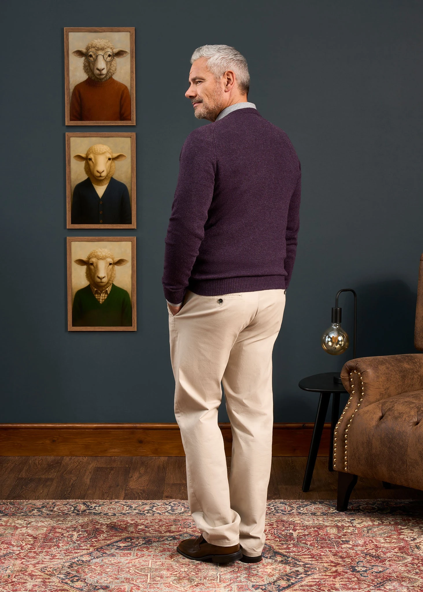 Kilsyth Men's Lambswool Jumper In Elderberry - Regular Fit 7 Kilsyth Men's Lambswool Jumper In Elderberry - Regular Fit - Image 5