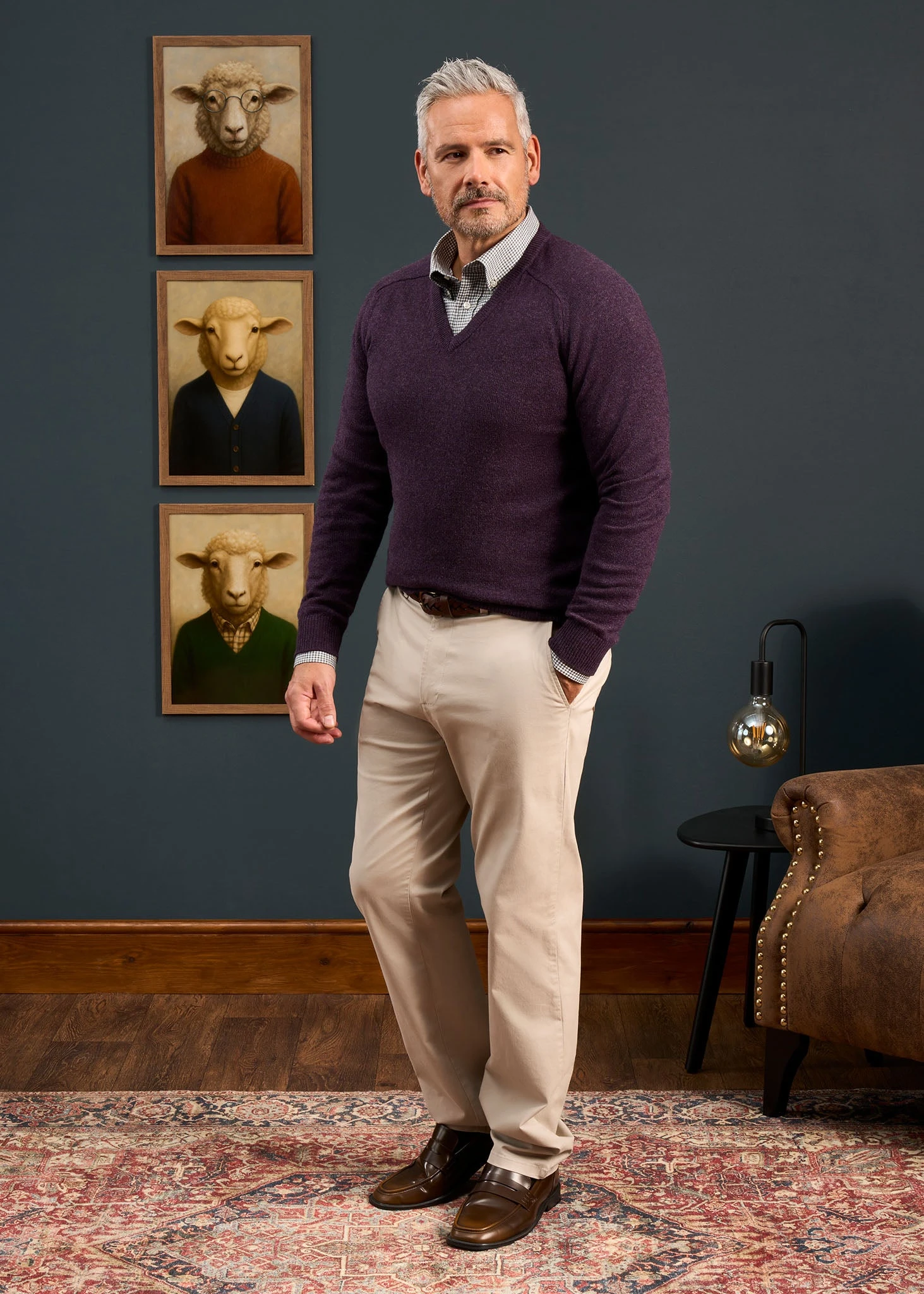 Kilsyth Men's Lambswool Jumper In Elderberry - Regular Fit 8 Kilsyth Men's Lambswool Jumper In Elderberry - Regular Fit - Image 6