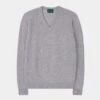 Kilsyth Men's Lambswool Jumper In Pearl Grey - Regular Fit -AlanPaine Shop Kilsyth Mens Lambswool Jumper Pearl Grey