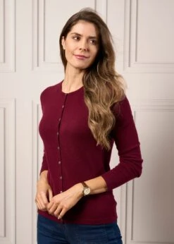 Surrey Ladies Tweed Blazer In Blue - Regular Fit -AlanPaine Shop Ladies Cashmere Crew Neck Cardigan Red 1 65743f8c a574 451d b544 f9039888599e