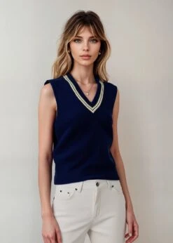 Ladies Cotton Cricket Slipover In Dark Navy 11 Ladies Cotton Cricket Slipover In Dark Navy -AlanPaine Shop Ladies Cotton Cricket Sliover Dark Navy 1