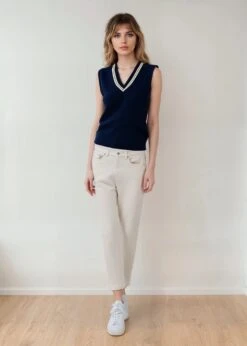 Ladies Cotton Cricket Slipover In Dark Navy 12 Ladies Cotton Cricket Slipover In Dark Navy -AlanPaine Shop Ladies Cotton Cricket Sliover Dark Navy 2