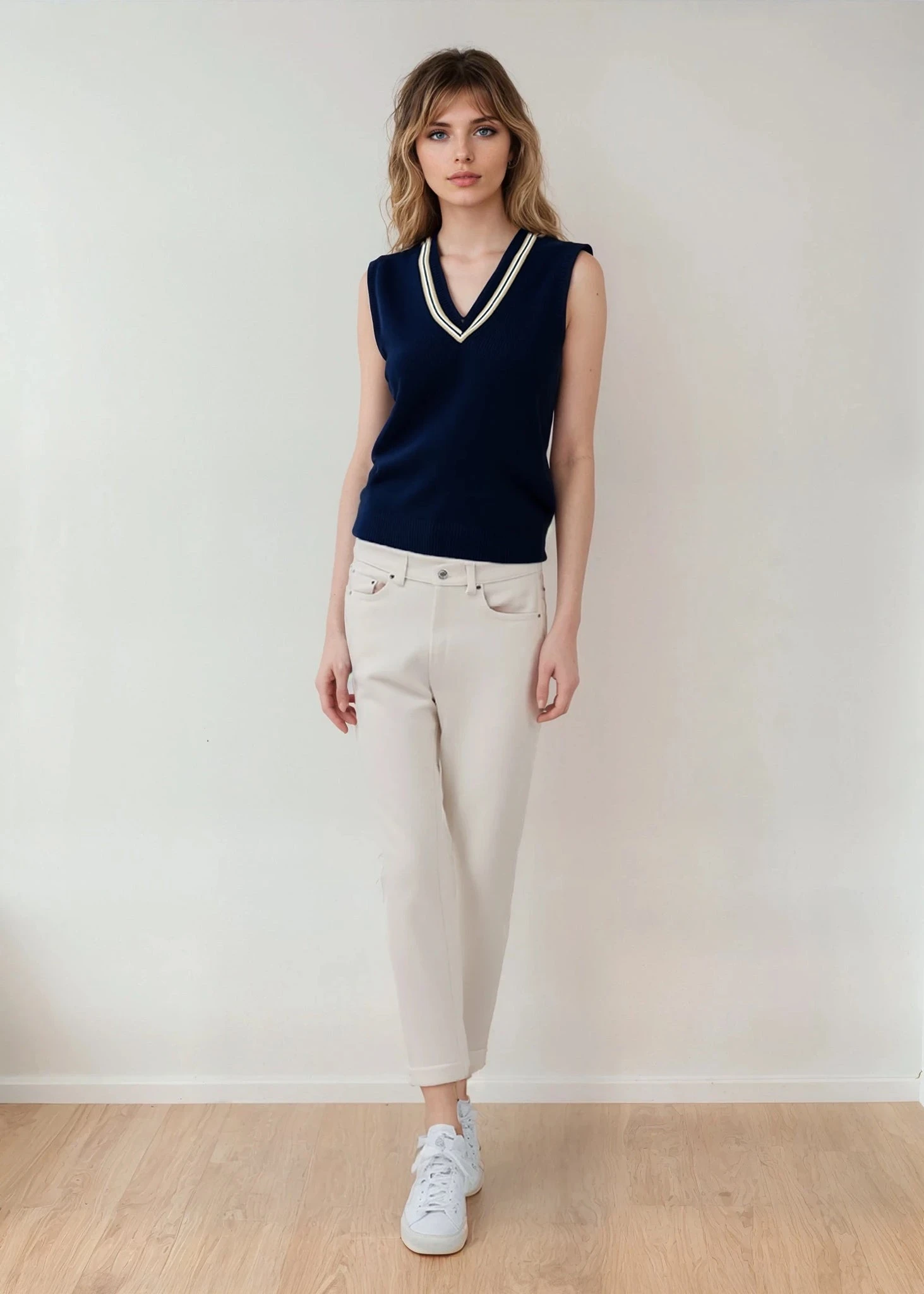 Ladies Cotton Cricket Slipover In Dark Navy 7 Ladies Cotton Cricket Slipover In Dark Navy - Image 5