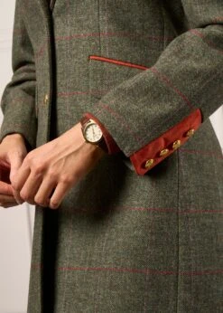 Combrook Ladies Mid-Thigh Coat In Heath - Regular Fit -AlanPaine Shop Ladies Long Tweed Coat Combrook Heath 3