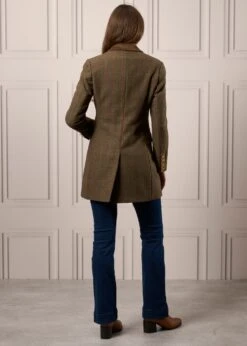Surrey Ladies Mid-Thigh Tweed Coat In Hemlock - Regular Fit -AlanPaine Shop Ladies Tweed Long Coat Surrey Hemlock 6