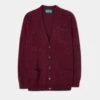 Cornwall Lambswool Cardigan In Bordeaux - Classic Fit 1 Cornwall Lambswool Cardigan In Bordeaux - Classic Fit -AlanPaine Shop Lambswool Cardigan Bordeaux