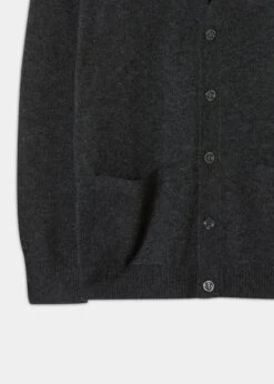 Cornwall Lambswool Cardigan In Charcoal - Classic Fit 7 Cornwall Lambswool Cardigan In Charcoal - Classic Fit -AlanPaine Shop Lambswool Cardigan Charcoal 2