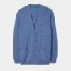 Cornwall Lambswool Cardigan In Jeans - Classic Fit -AlanPaine Shop Lambswool Cardigan Jeans