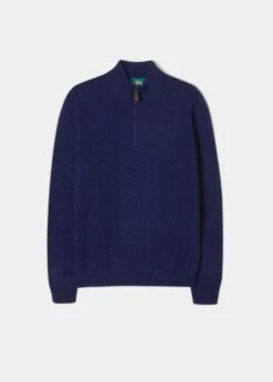 Sutherland Lambswool 1/4 Zip Jumper In Indigo - Regular Fit
