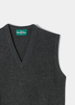 Norfolk Men's Lambswool Slipover In Charcoal - Classic Fit -AlanPaine Shop Lambswool Slipover Sweater Charcoal 1