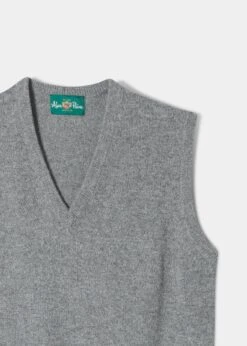 Norfolk Men's Lambswool Slipover In Grey Mix - Classic Fit -AlanPaine Shop Lambswool Slipover Sweater Grey Mix 1