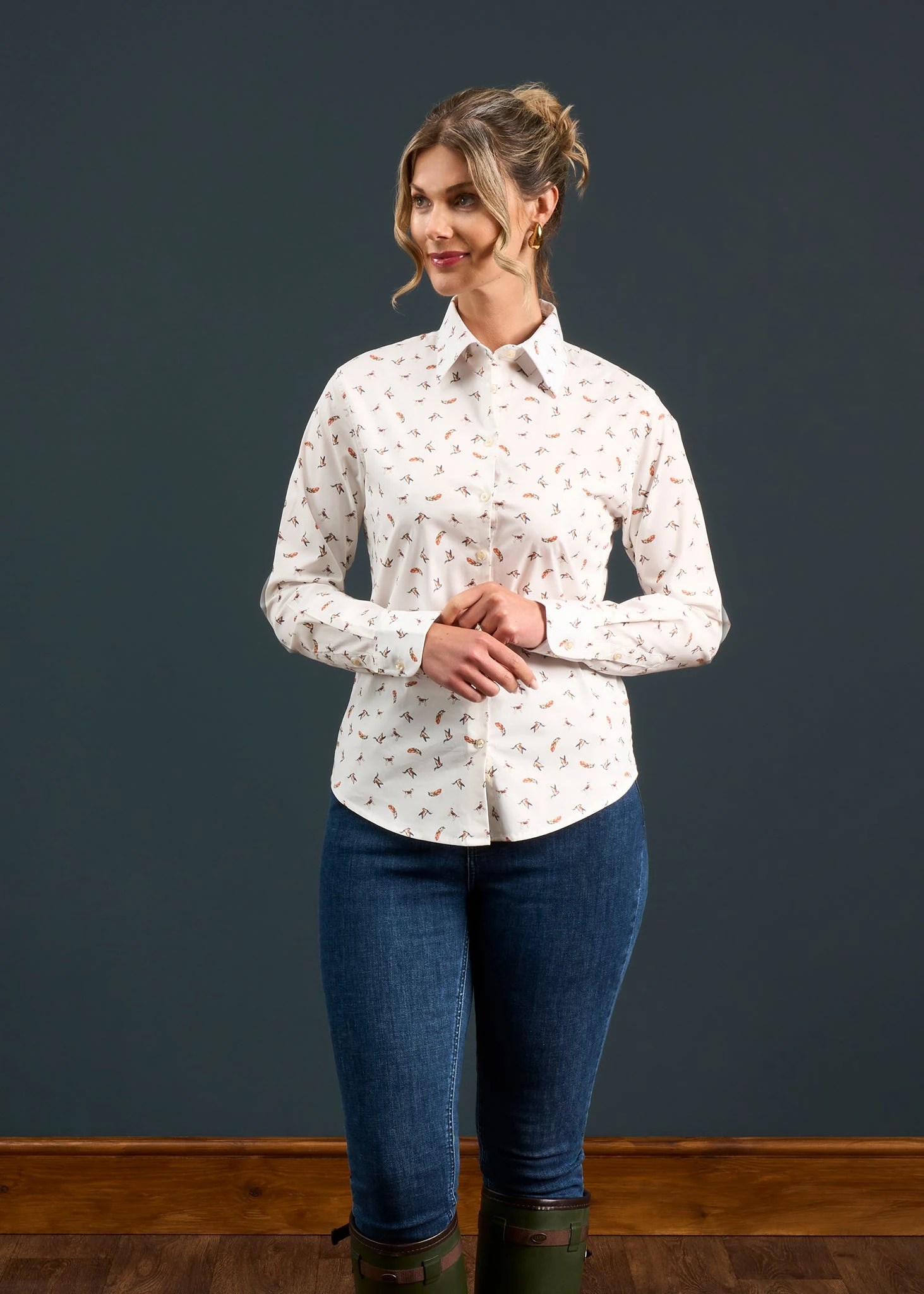 Lawen Ladies Printed Cotton Shirt - Dog & Duck Design 4 Lawen Ladies Printed Cotton Shirt - Dog & Duck Design - Image 2