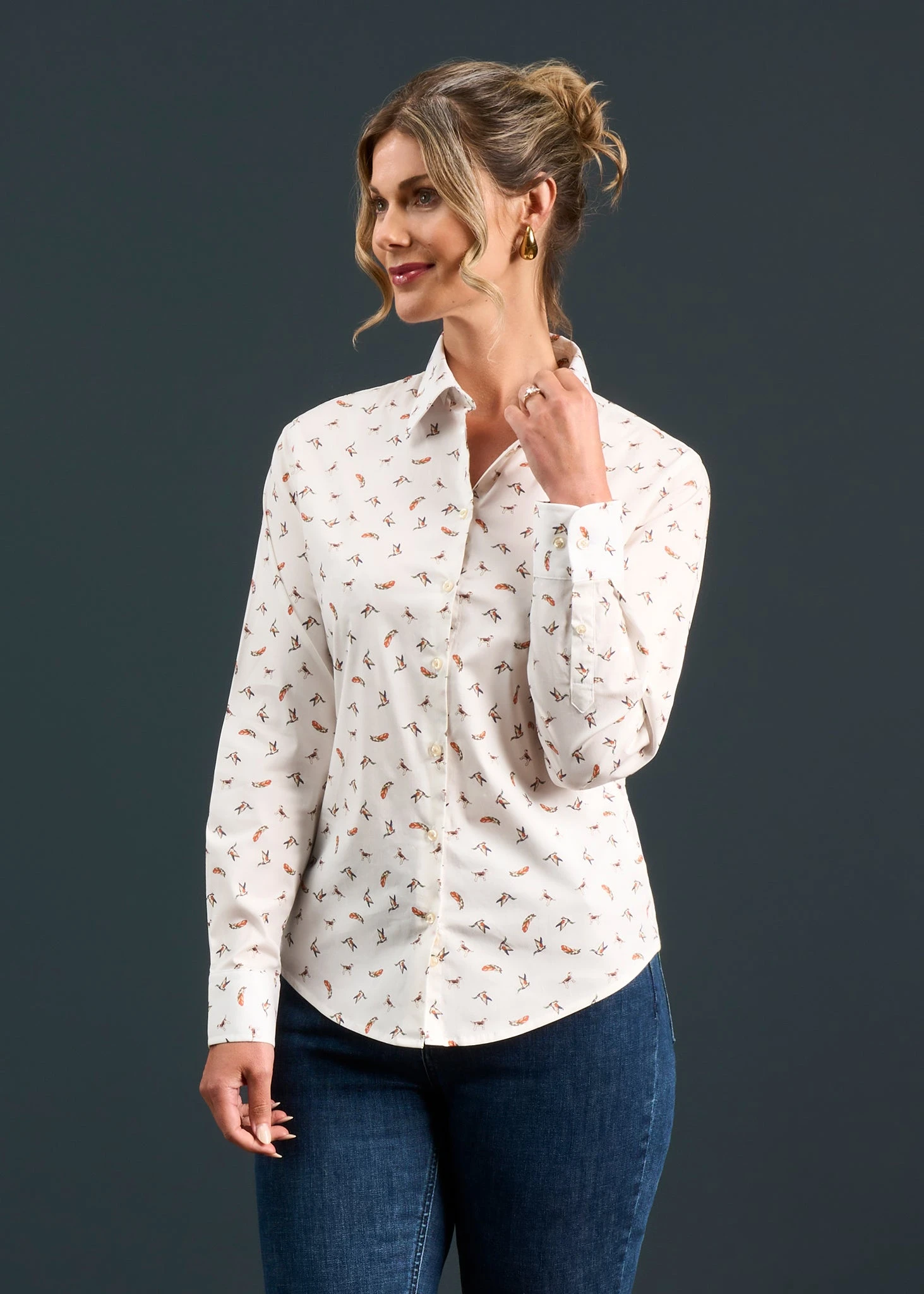 Lawen Ladies Printed Cotton Shirt - Dog & Duck Design 5 Lawen Ladies Printed Cotton Shirt - Dog & Duck Design - Image 3