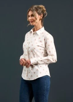 Lawen Ladies Printed Cotton Shirt - Floral Print -AlanPaine Shop Lawen Ladies Printed Cotton Shirt Floral Print 2