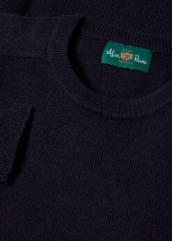 Lenzie Men's Lambswool Jumper In Navy Jumper - Regular Fit -AlanPaine Shop Lenzie Mens Lambswool Jumper Navy