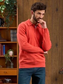 Men's Geelong Lambswool Long Sleeve Polo Shirt In Fire - Regular Fit 8 Men's Geelong Lambswool Long Sleeve Polo Shirt In Fire - Regular Fit -AlanPaine Shop Long Sleeve Polo Shirt Red 2 e77428b6 72ba 455d a266 81ee40b99faf
