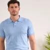 Knighton Luxury Cotton Polo With Pointelle Detail In Steel Blue -AlanPaine Shop Luxury Cotton Polo Shirt Steel Blue 3