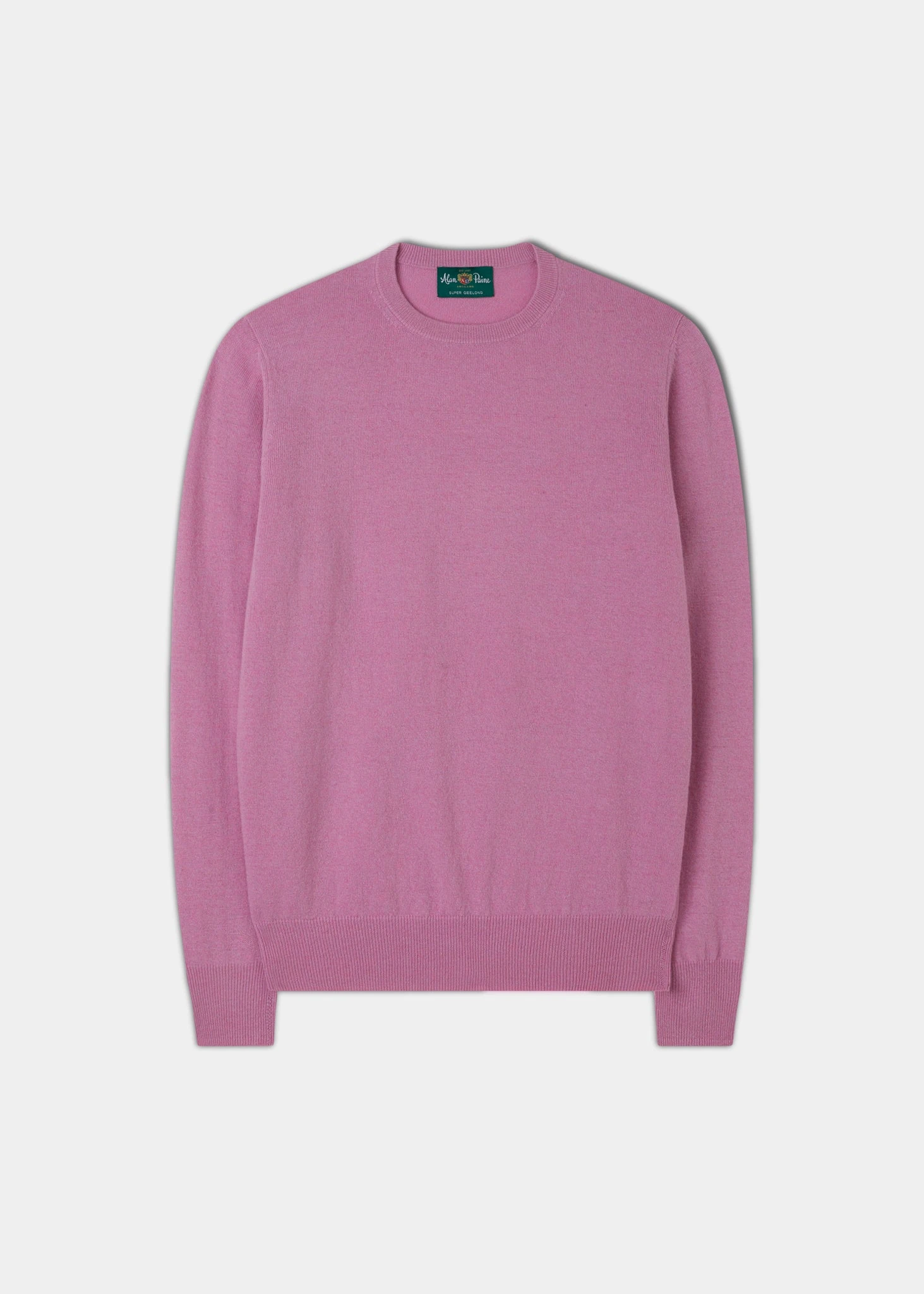 Men's Geelong Lambswool Crew Neck Jumper In Pink Haze - Regular Fit 3 Men's Geelong Lambswool Crew Neck Jumper In Pink Haze - Regular Fit