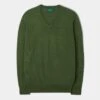 Millbreck Men's Merino Wool Jumper In Forest - Regular Fit -AlanPaine Shop MILLBRECK VEE NECK FOREST 01
