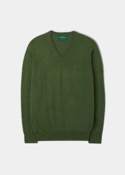 Millbreck Men's Merino Wool Jumper In Forest - Regular Fit