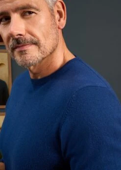 Melfort Cashmere Jumper In Indigo - Regular Fit -AlanPaine Shop Melfort Mens Cashmere Jumper Indigo 3