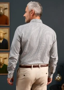 Men's Cotton Button Down Blue Small Check Shirt - Regular Fit. 10 Men's Cotton Button Down Blue Small Check Shirt - Regular Fit. -AlanPaine Shop Mens Button Down Blue Small Check Shirt 3