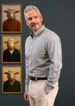 Men's Cotton Button Down Blue Small Check Shirt - Regular Fit. 11 Men's Cotton Button Down Blue Small Check Shirt - Regular Fit. -AlanPaine Shop Mens Button Down Blue Small Check Shirt 6