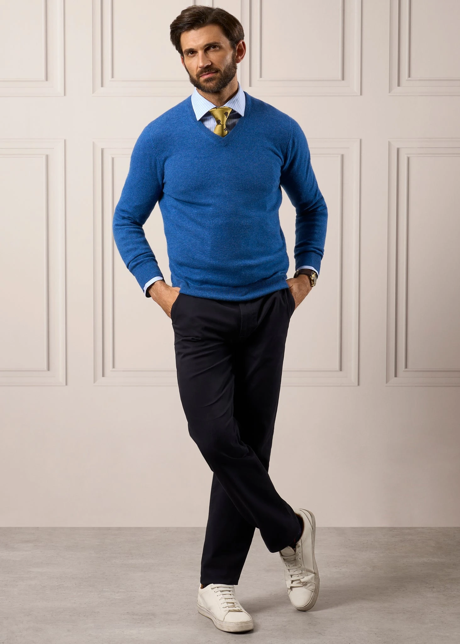 Haddington Cashmere Jumper In Denim - Regular Fit 5 Haddington Cashmere Jumper In Denim - Regular Fit - Image 3