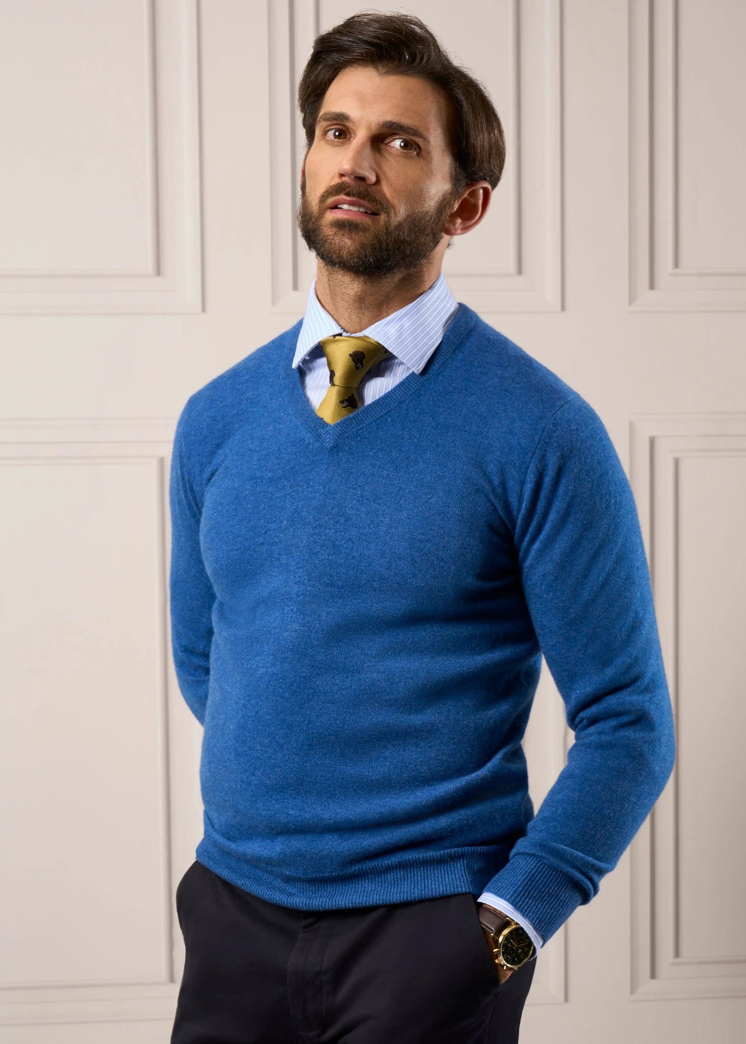Haddington Cashmere Jumper In Denim - Regular Fit 4 Haddington Cashmere Jumper In Denim - Regular Fit - Image 2