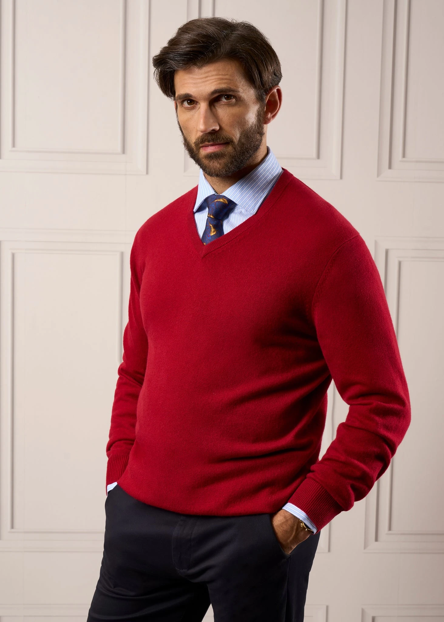 Haddington Cashmere Jumper In Ruby - Regular Fit 4 Haddington Cashmere Jumper In Ruby - Regular Fit - Image 2