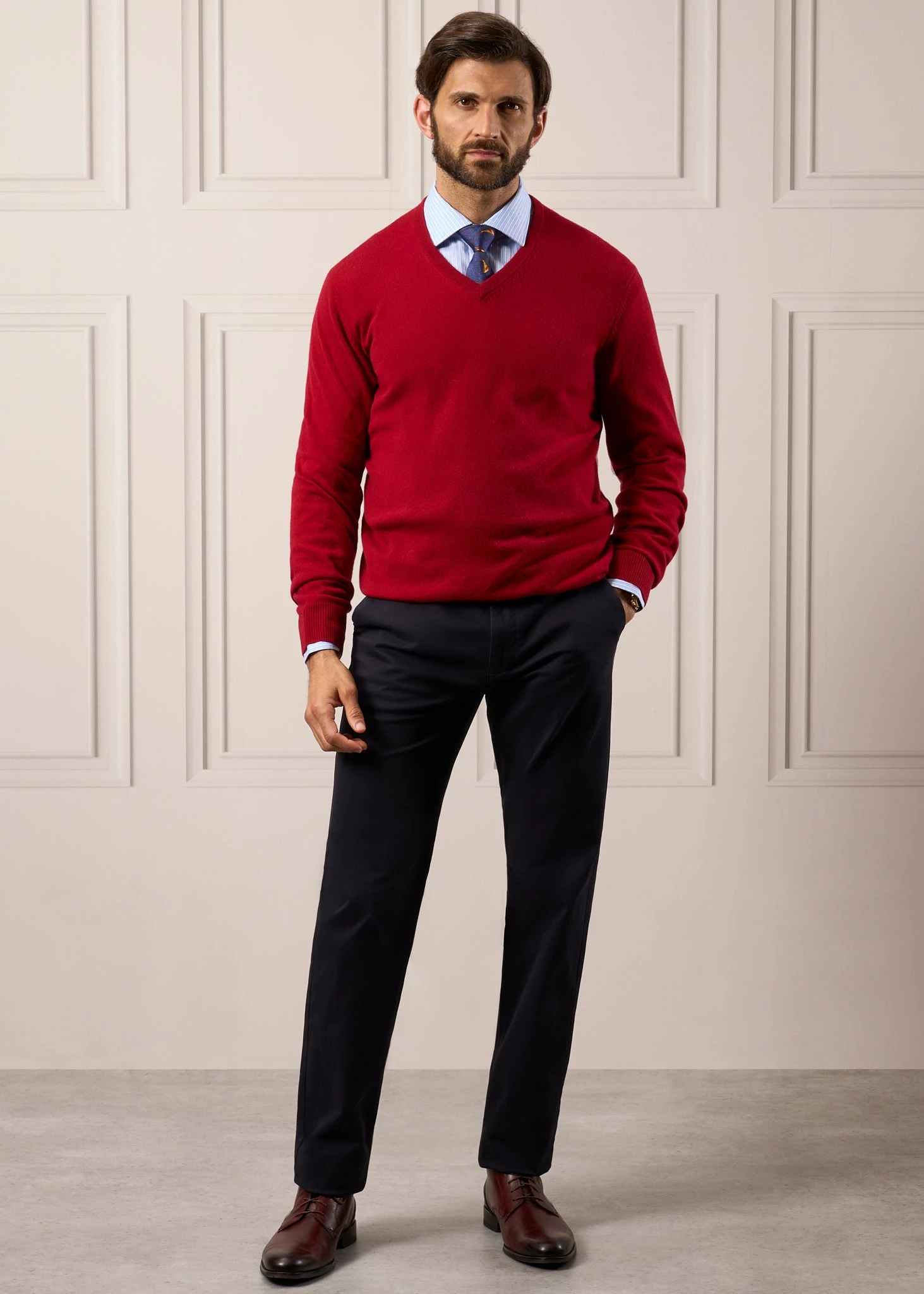 Haddington Cashmere Jumper In Ruby - Regular Fit 5 Haddington Cashmere Jumper In Ruby - Regular Fit - Image 3