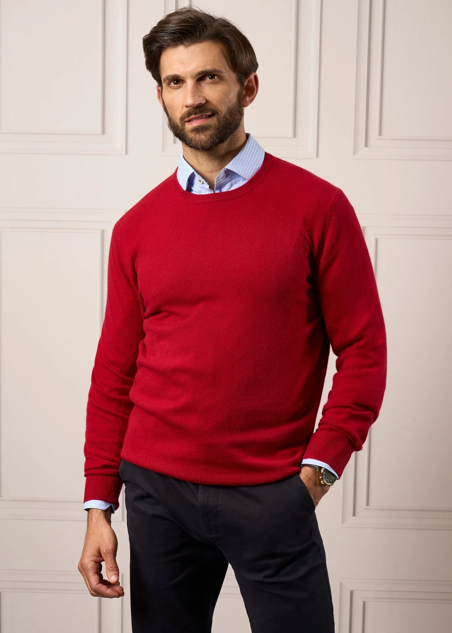 Melfort Cashmere Jumper In Ruby - Regular Fit 4 Melfort Cashmere Jumper In Ruby - Regular Fit - Image 2