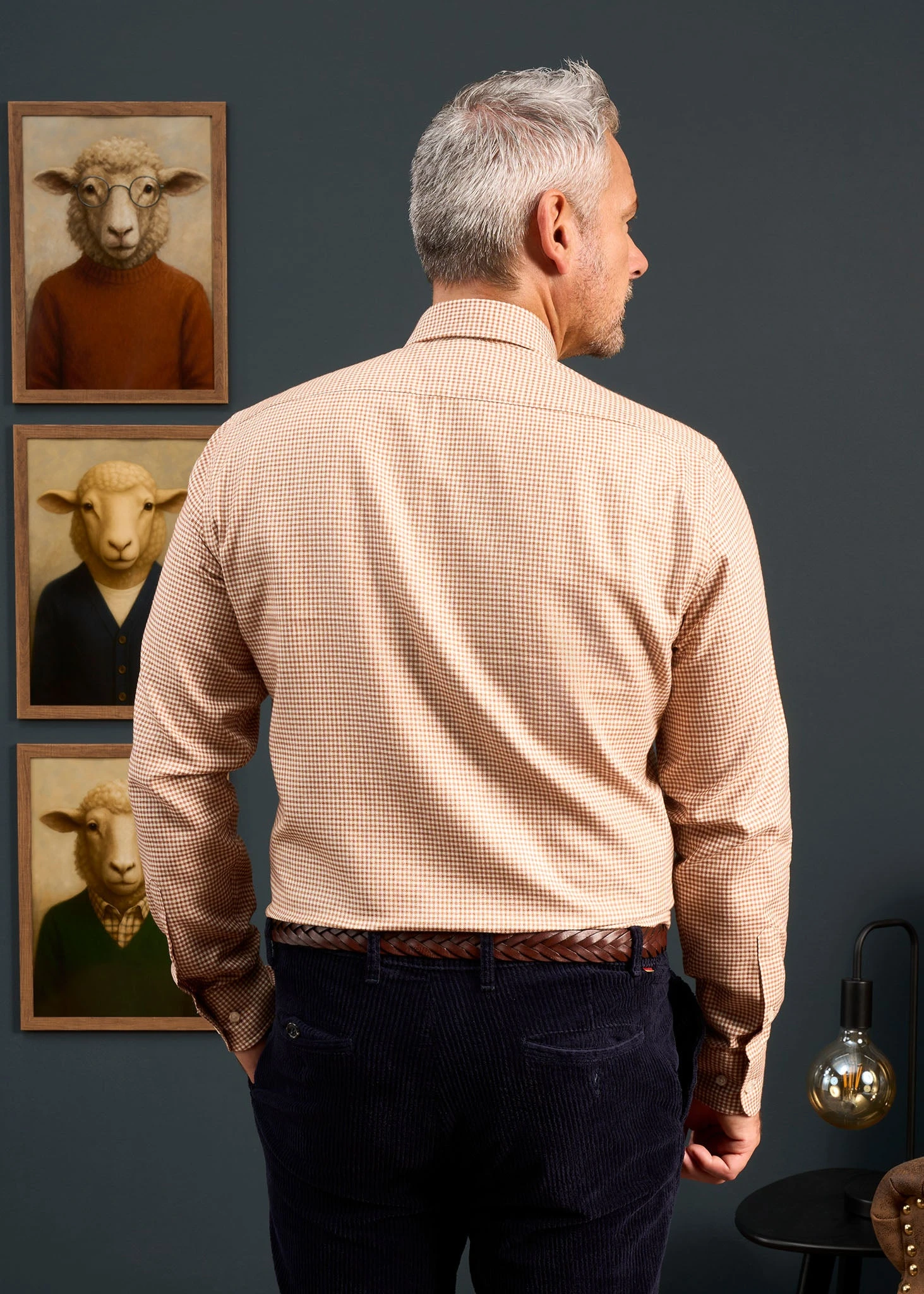 Men's Cotton Button Down Brown Small Check Shirt - Regular Fit 6 Men's Cotton Button Down Brown Small Check Shirt - Regular Fit - Image 4