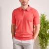 Paignton Cotton Polo Shirt In Coral -AlanPaine Shop Mens Cotton Polo Shirt Coral 4