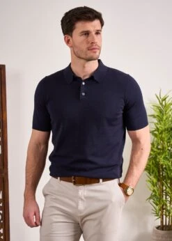 Paignton Cotton Polo Shirt In Dark Navy