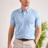 Paignton Cotton Polo Shirt In Steel Blue Mix -AlanPaine Shop Mens Cotton Polo Shirt Navy Blue 4