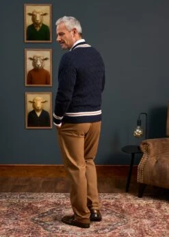 Grafton Men's Merino Wool Cable Cricket Jumper In Navy - Regular Fit 10 Grafton Men's Merino Wool Cable Cricket Jumper In Navy - Regular Fit -AlanPaine Shop Mens Cricket Jumper Navy Glod Trim 2