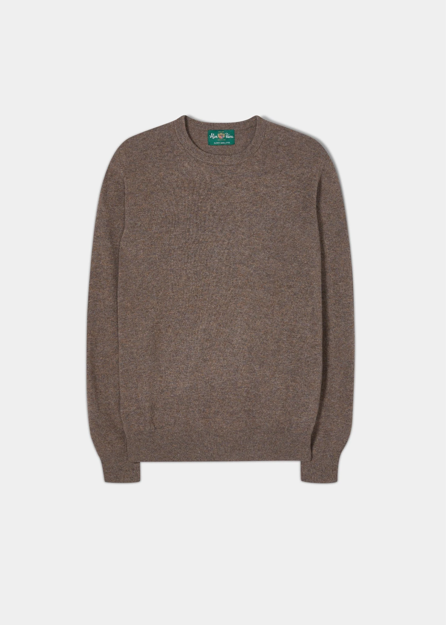 Men's Geelong Lambswool Crew Neck Jumper In Mahogany - Regular Fit 3 Men's Geelong Lambswool Crew Neck Jumper In Mahogany - Regular Fit