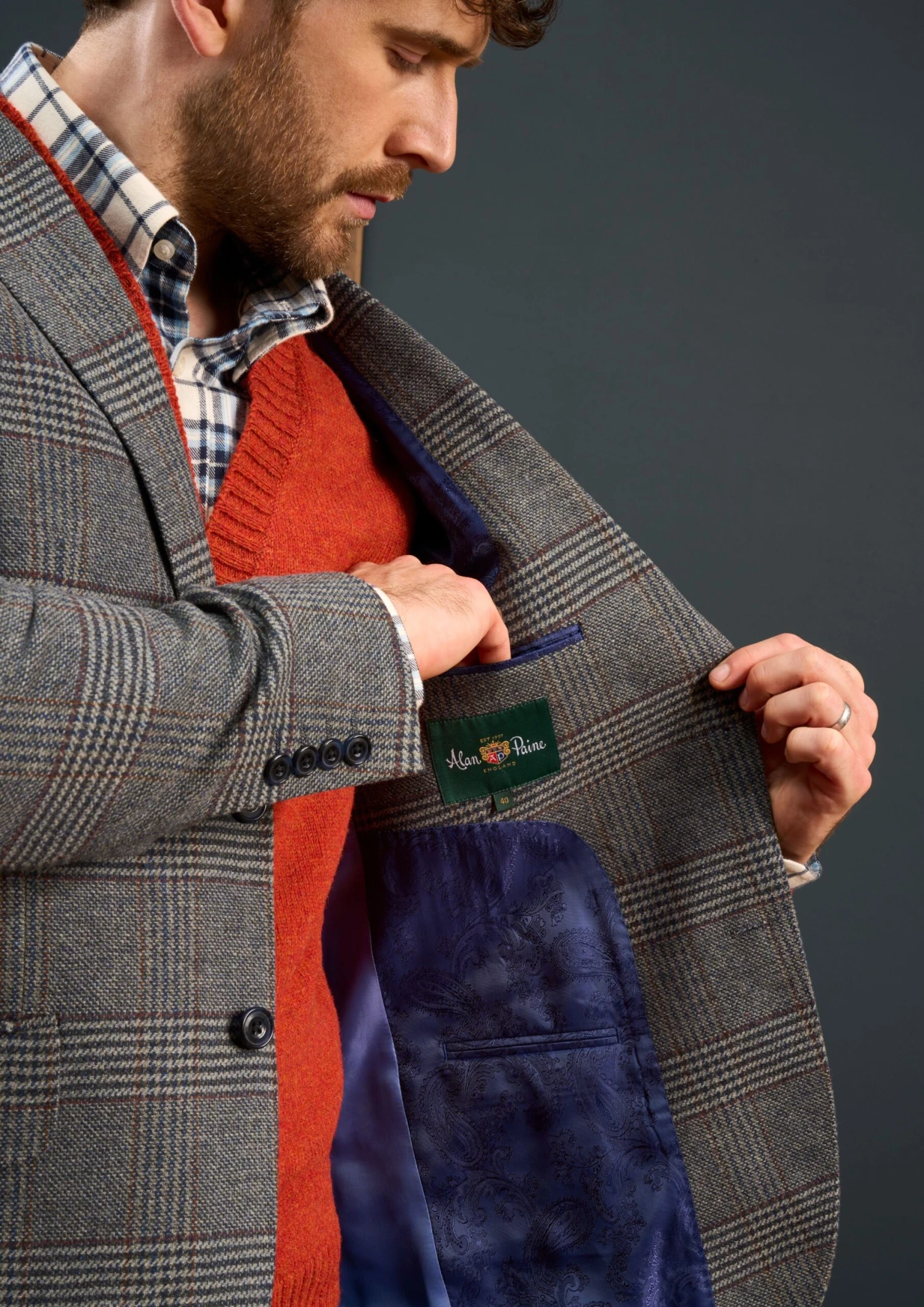 Surrey Tweed Lined Blazer In Blue Check - Regular Fit 6 Surrey Tweed Lined Blazer In Blue Check - Regular Fit - Image 4