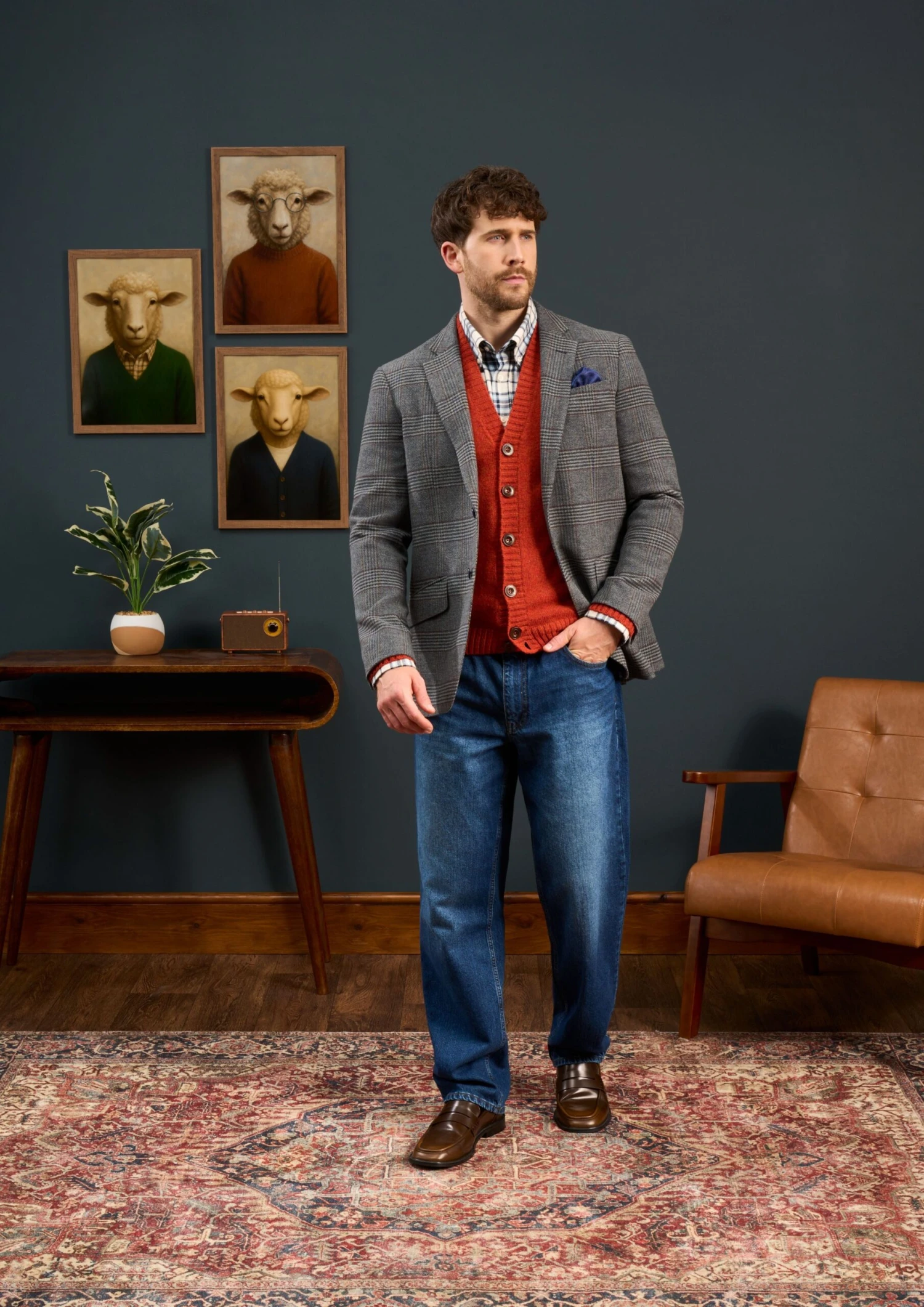 Surrey Tweed Lined Blazer In Blue Check - Regular Fit 7 Surrey Tweed Lined Blazer In Blue Check - Regular Fit - Image 5