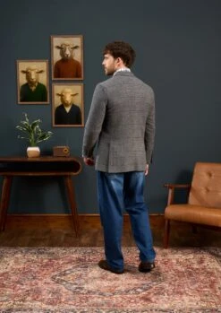 Surrey Tweed Lined Blazer In Blue Check - Regular Fit 13 Surrey Tweed Lined Blazer In Blue Check - Regular Fit -AlanPaine Shop Mens Grey Tweed Blazer Grey Check 5