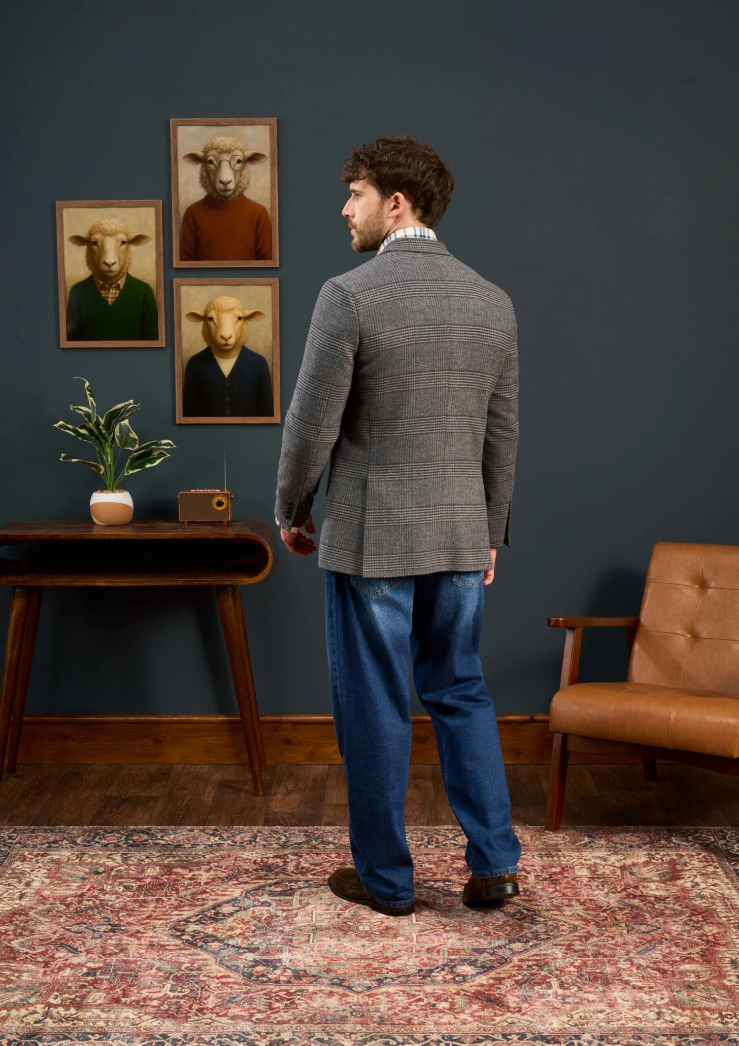 Surrey Tweed Lined Blazer In Blue Check - Regular Fit 8 Surrey Tweed Lined Blazer In Blue Check - Regular Fit - Image 6