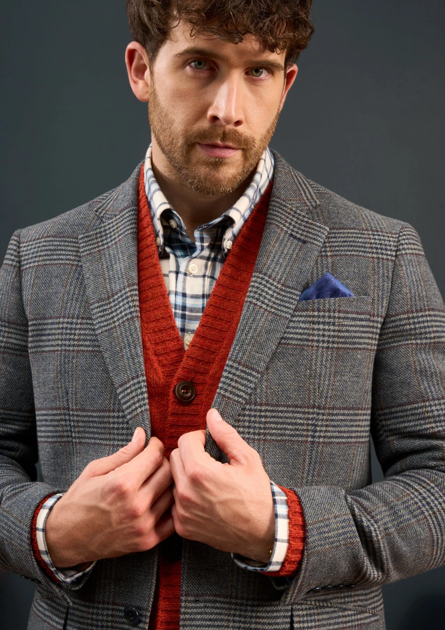 Surrey Tweed Lined Blazer In Blue Check - Regular Fit 5 Surrey Tweed Lined Blazer In Blue Check - Regular Fit - Image 3