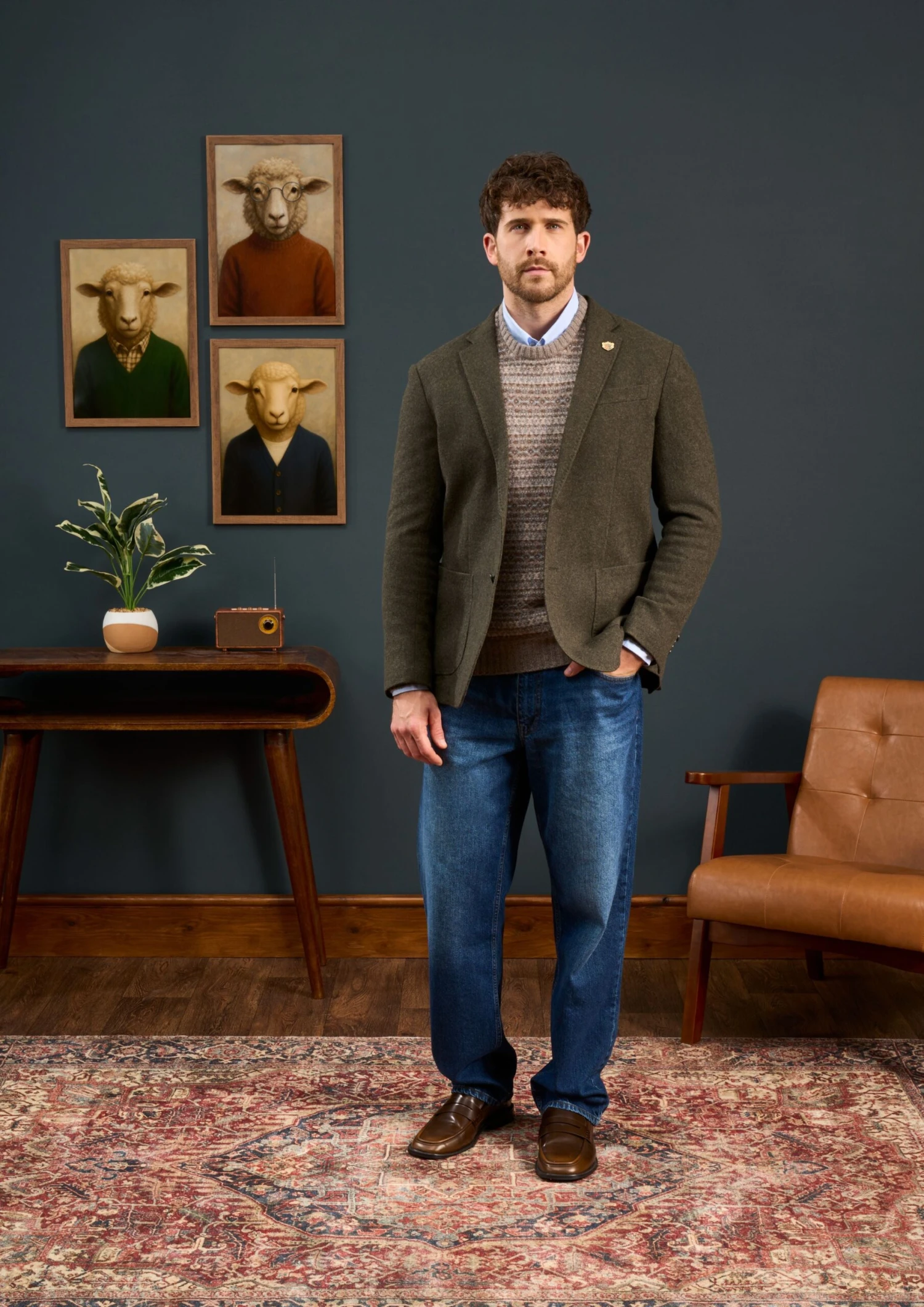 Richmond Men's Knitted Blazer In Olive 6 Richmond Men's Knitted Blazer In Olive - Image 4